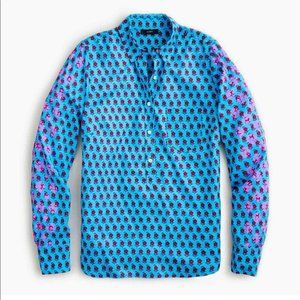 New J.Crew Classic Popover Shirt In Layered Block Print Long Sleeve Sz S AN769